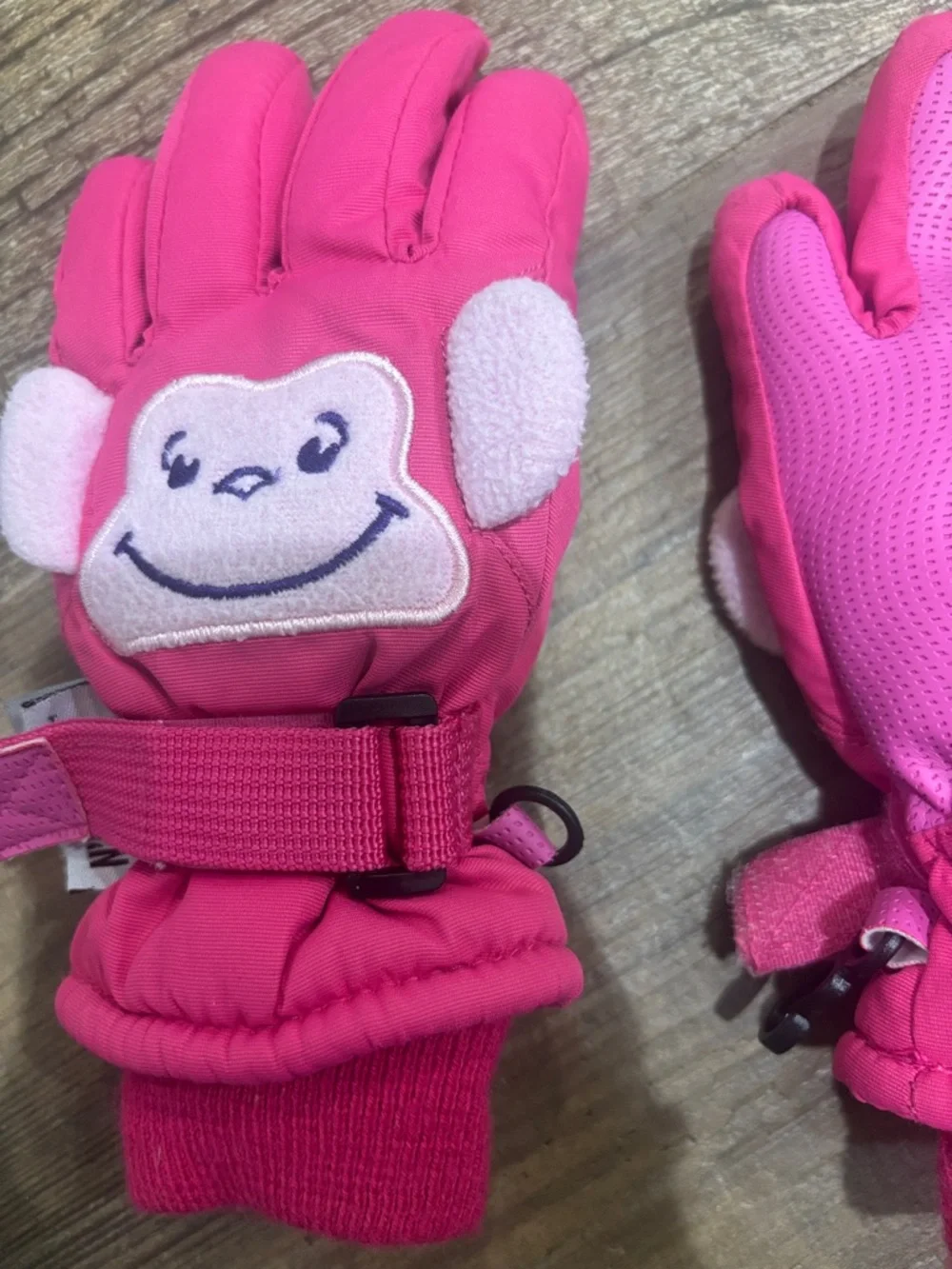 Pink Kids Monkey Winter Gloves